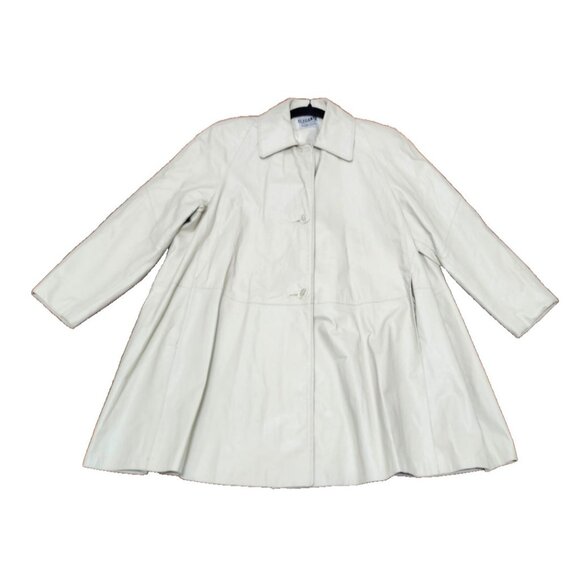 Vintage Elegance Couture Genuine Leather Coat White Made in USA Long Sleeve - Picture 2 of 11